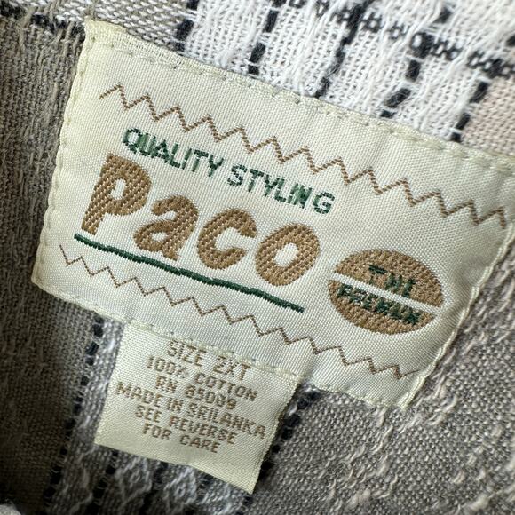 Vintage Y2K Paco Shirt Mens 2XL Tall Button Down Casual Plaid Textured 90s - Picture 3 of 7